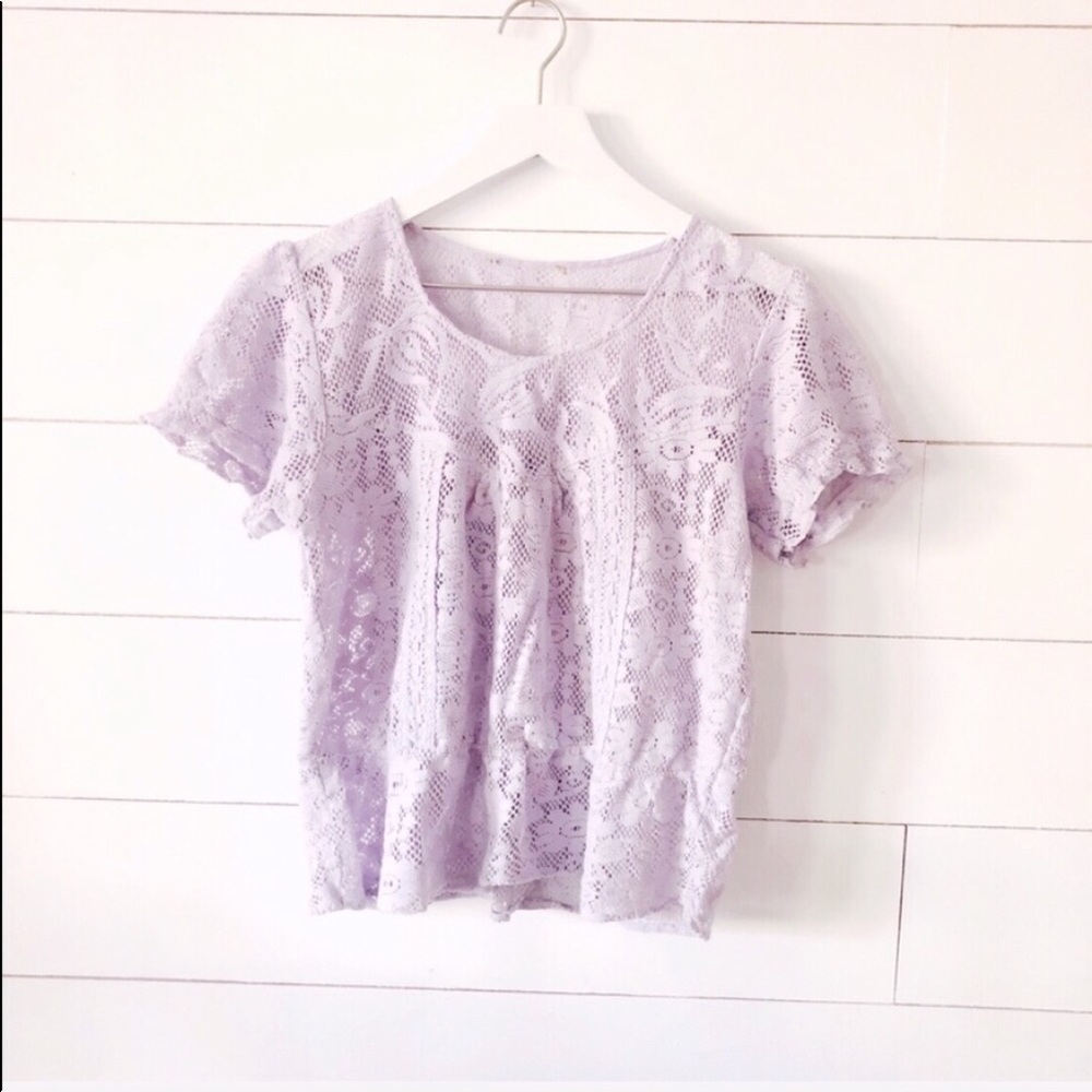 Boho lace top Lavender purple in color size Small